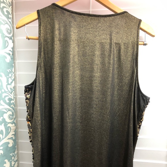 Evening sleeveless blouse gold sequence - Picture 3 of 5